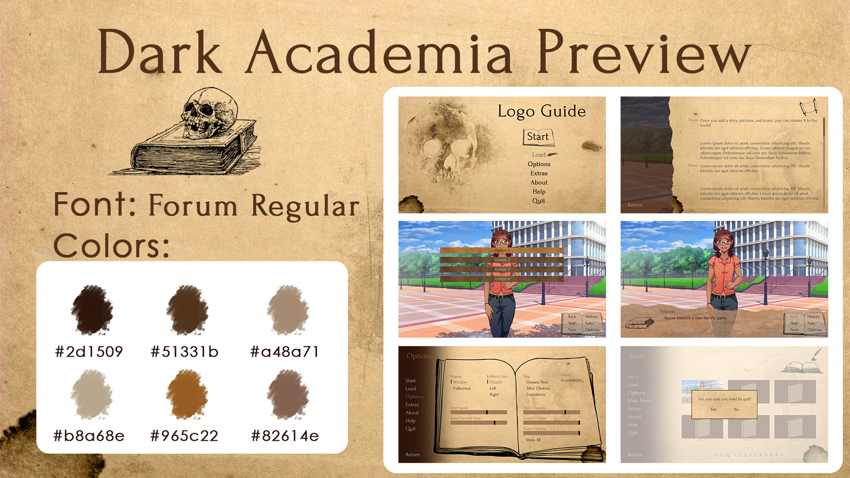 Ren'py visual novel GUI Kit graphics and code by Jaime Scribbles ...